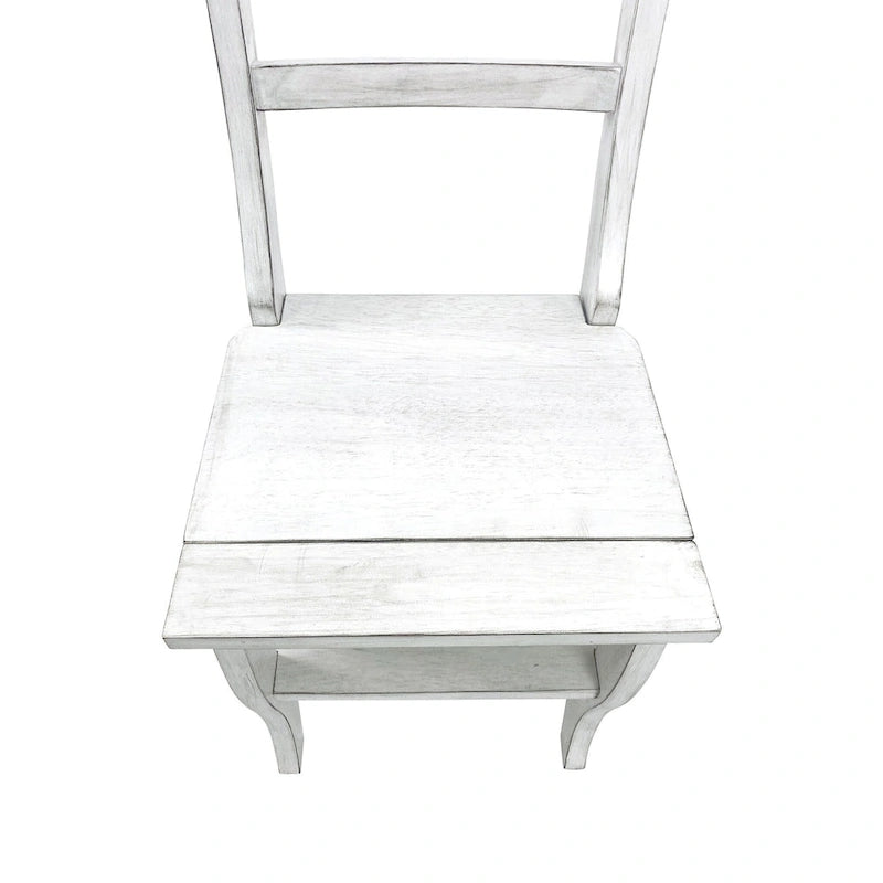 2-in-1 Folding Chair and Step Ladder, Solid Hardwood, Antique White