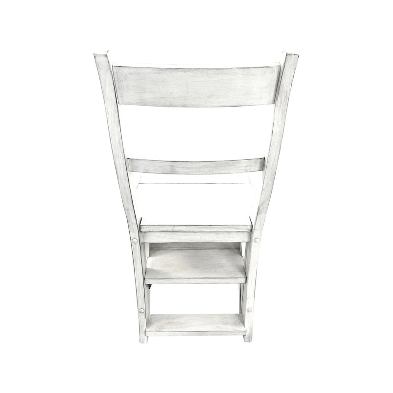 2-in-1 Folding Chair and Step Ladder, Solid Hardwood, Antique White