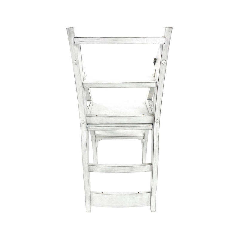 2-in-1 Folding Chair and Step Ladder, Solid Hardwood, Antique White