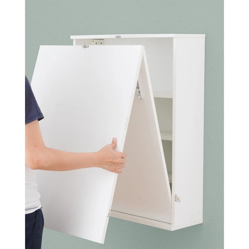 Wall-Mounted Fold-Out Desk with Shelves, Space-Saving Home Office Table