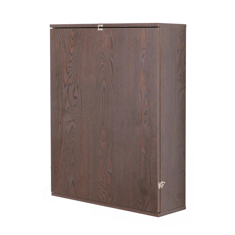 Wall-Mounted Fold-Out Desk with Shelves, Space-Saving Home Office Table