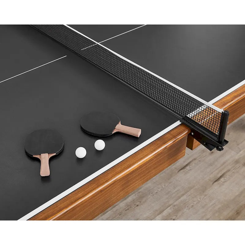 Mid-Century Table Tennis Table with Black Top and Walnut Wood Frame