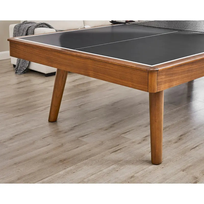 Mid-Century Table Tennis Table with Black Top and Walnut Wood Frame