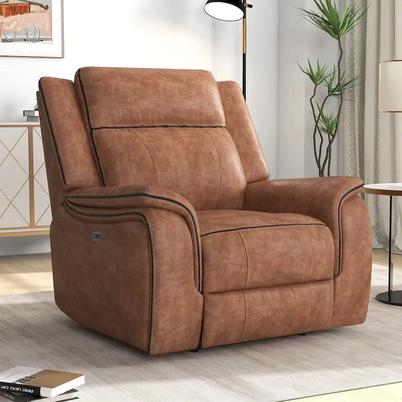 Manual Reclining Chair with High-Density Foam Cushions and Adjustable Backrest