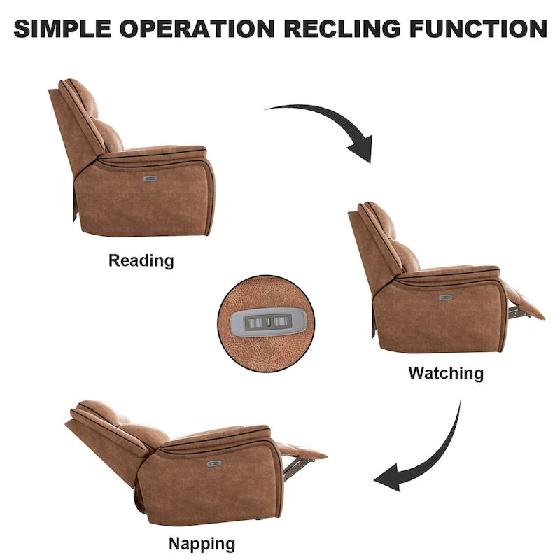 Manual Reclining Chair with High-Density Foam Cushions and Adjustable Backrest