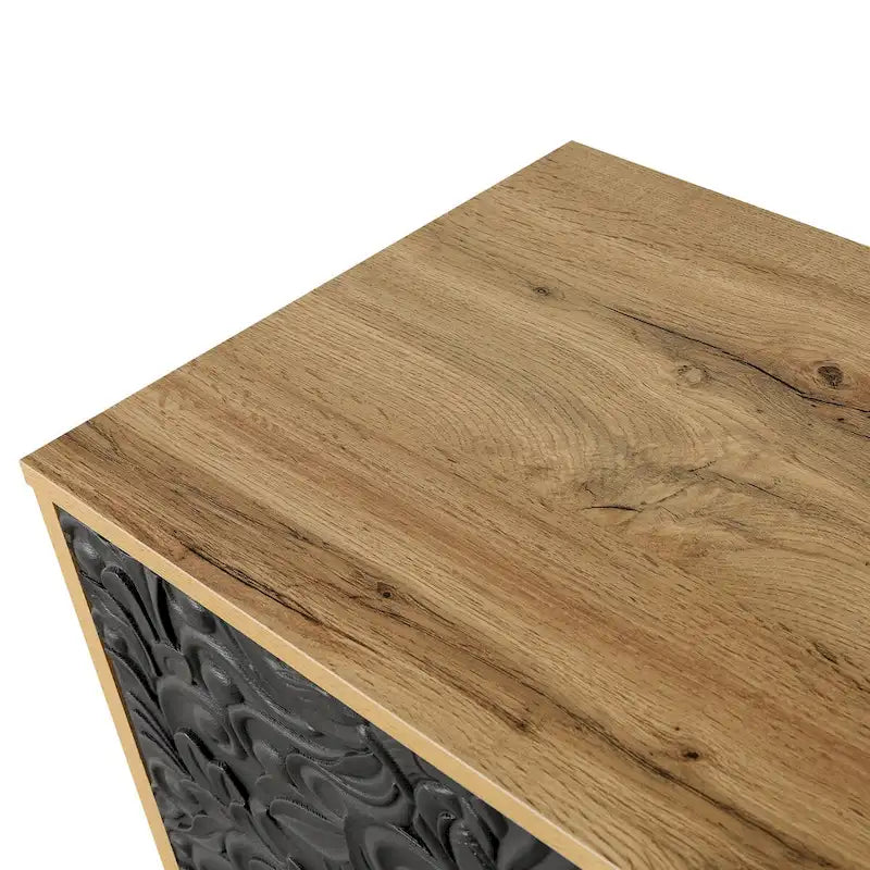 Sideboard with Carved Symmetrical Doors and Adjustable Shelves, TV Stand Compatible