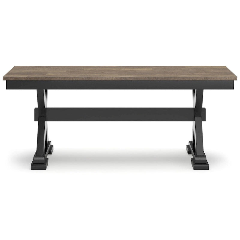 Modern Farmhouse Dining Bench with Two-Tone Finish, 48W x 16D x 19.25H Inches