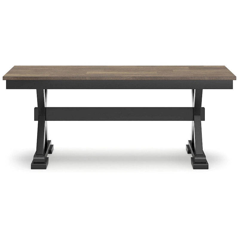 Modern Farmhouse Dining Bench with Two-Tone Finish, 48W x 16D x 19.25H Inches