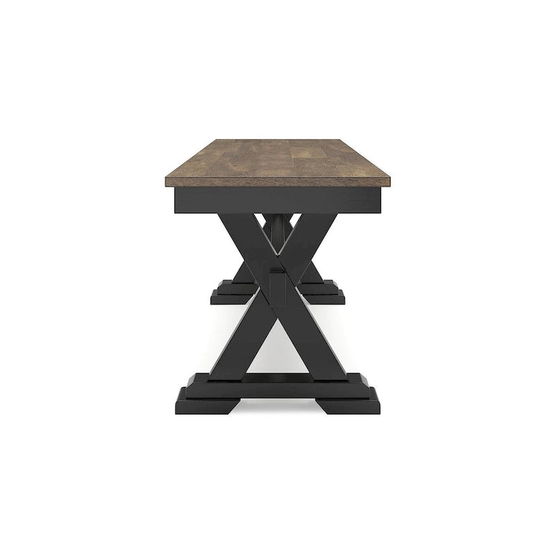 Modern Farmhouse Dining Bench with Two-Tone Finish, 48W x 16D x 19.25H Inches