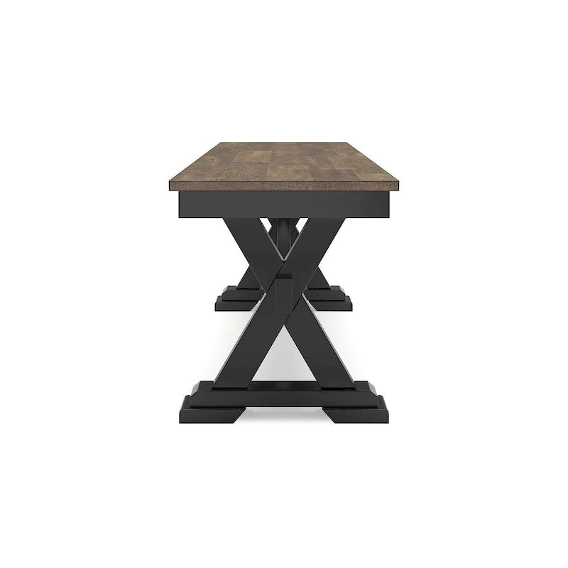 Modern Farmhouse Dining Bench with Two-Tone Finish, 48W x 16D x 19.25H Inches