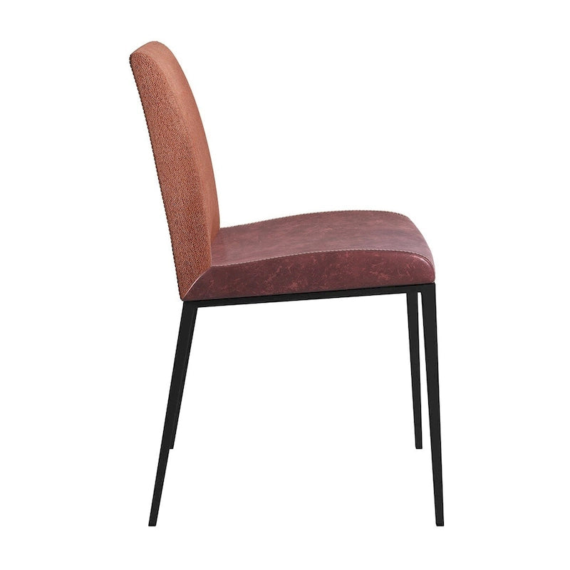 Set of 2 Brown and Rust Dining Chairs with Stainless Steel Frame