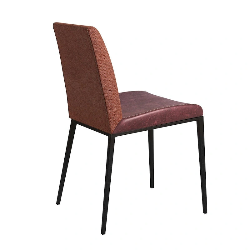 Set of 2 Brown and Rust Dining Chairs with Stainless Steel Frame