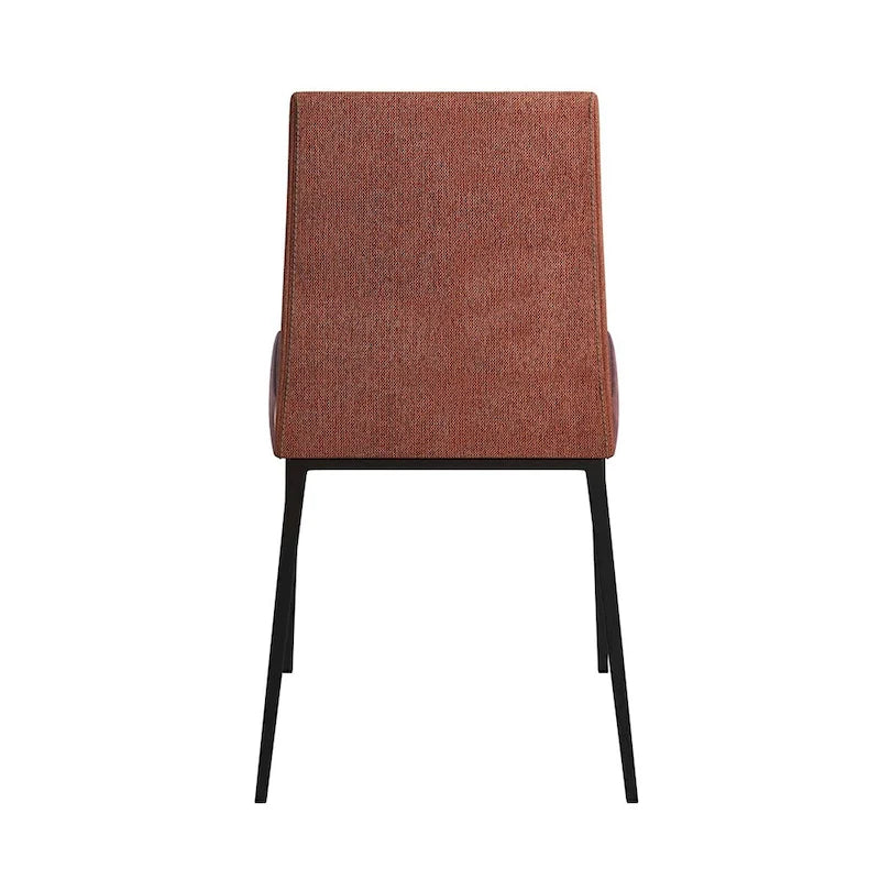 Set of 2 Brown and Rust Dining Chairs with Stainless Steel Frame