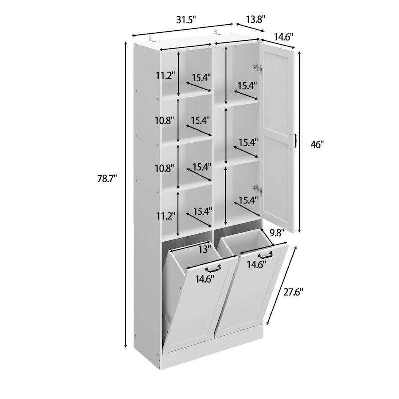 White Multi-Function Storage Cabinet with Rotating Drawers and Glass Accents
