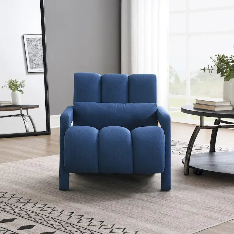 Modern Accent Chair with Pillow, Linen Fabric and High-Density Foam Seat