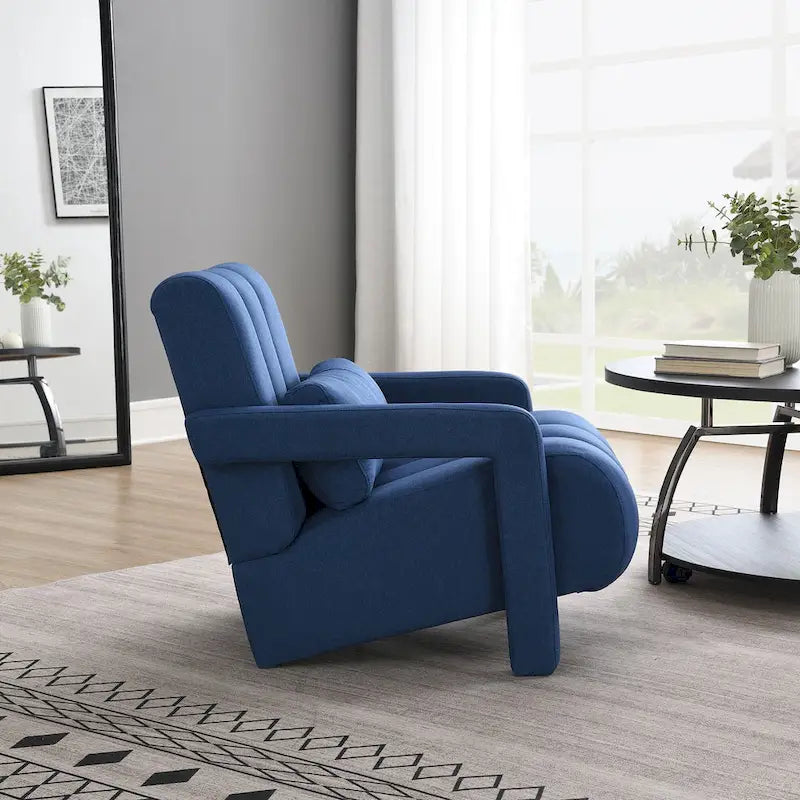 Modern Accent Chair with Pillow, Linen Fabric and High-Density Foam Seat