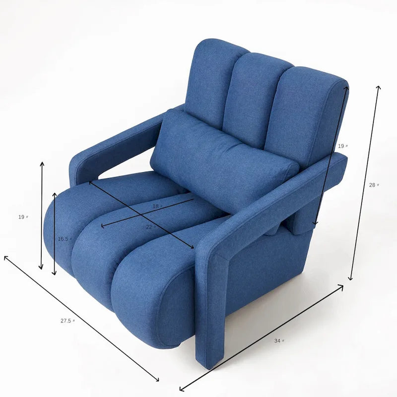 Modern Accent Chair with Pillow, Linen Fabric and High-Density Foam Seat