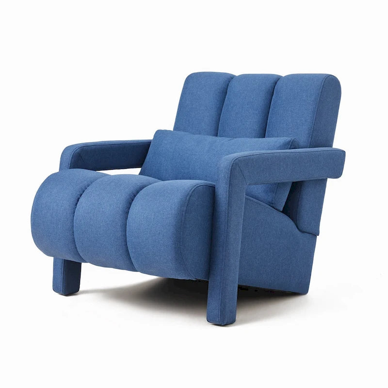 Modern Accent Chair with Pillow, Linen Fabric and High-Density Foam Seat