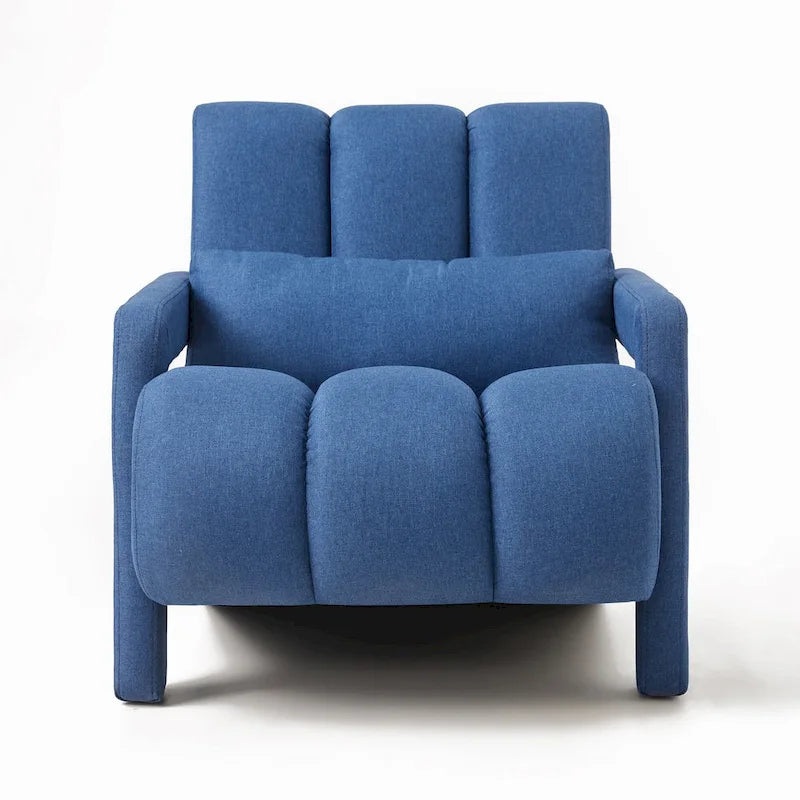 Modern Accent Chair with Pillow, Linen Fabric and High-Density Foam Seat