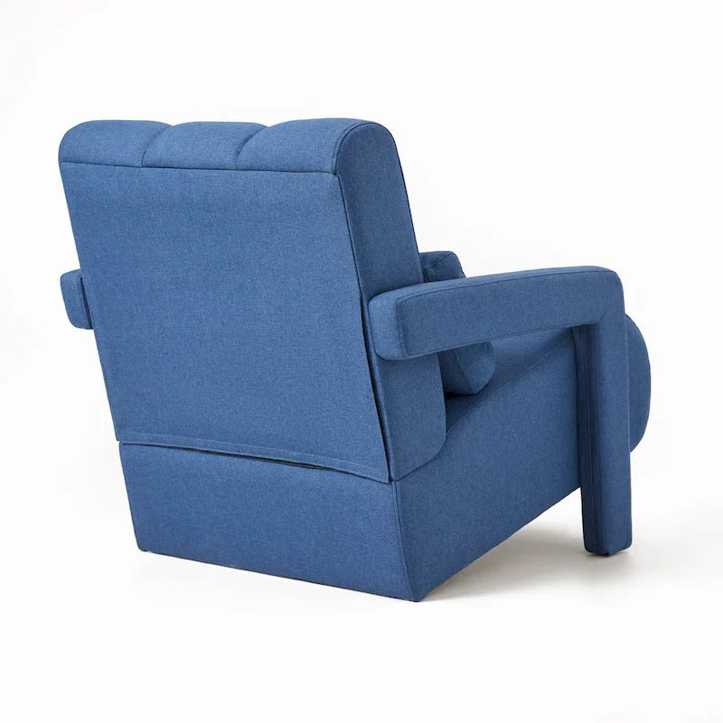 Modern Accent Chair with Pillow, Linen Fabric and High-Density Foam Seat