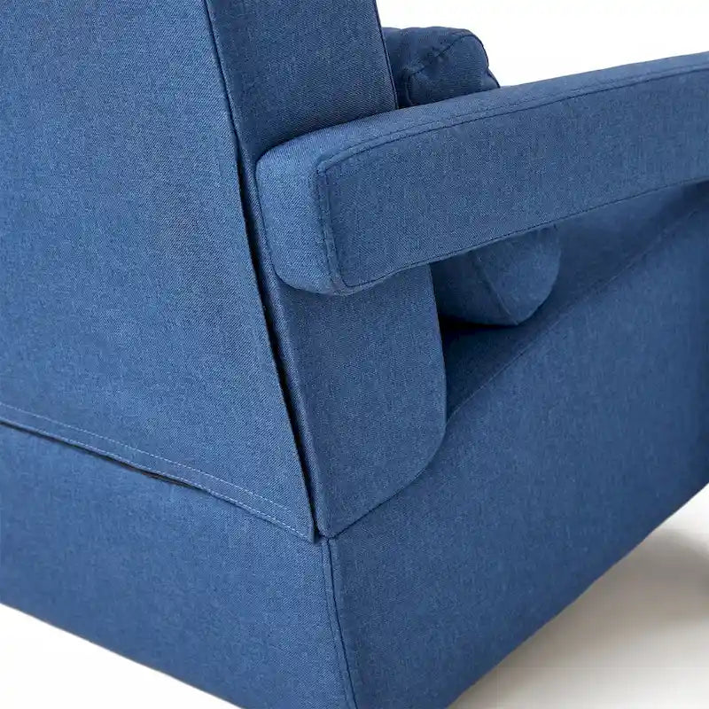 Modern Accent Chair with Pillow, Linen Fabric and High-Density Foam Seat