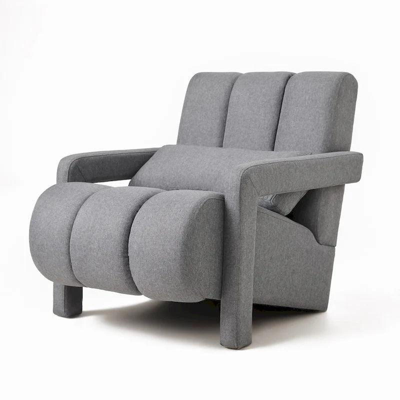 Modern Accent Chair with Pillow, Linen Fabric and High-Density Foam Seat