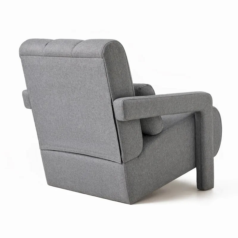 Modern Accent Chair with Pillow, Linen Fabric and High-Density Foam Seat