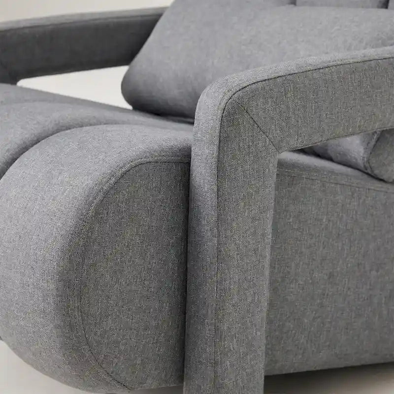 Modern Accent Chair with Pillow, Linen Fabric and High-Density Foam Seat