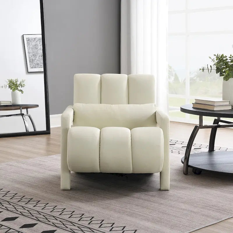 Modern Accent Chair with Pillow, Linen Fabric and High-Density Foam Seat