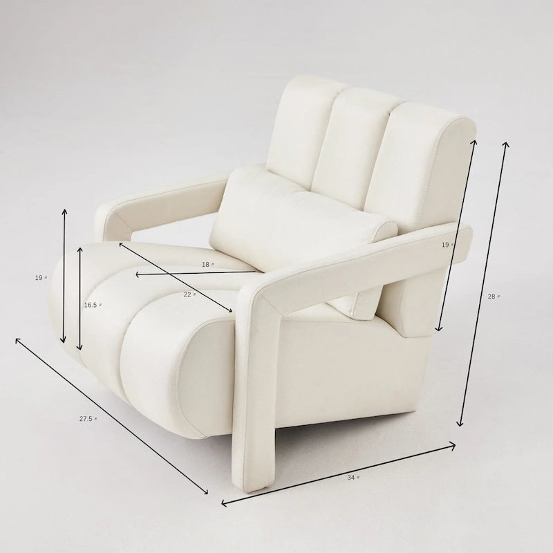 Modern Accent Chair with Pillow, Linen Fabric and High-Density Foam Seat