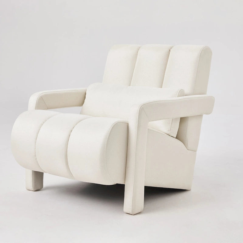 Modern Accent Chair with Pillow, Linen Fabric and High-Density Foam Seat