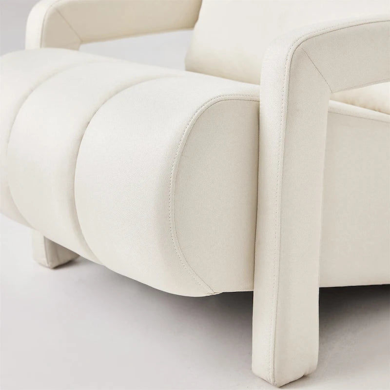 Modern Accent Chair with Pillow, Linen Fabric and High-Density Foam Seat