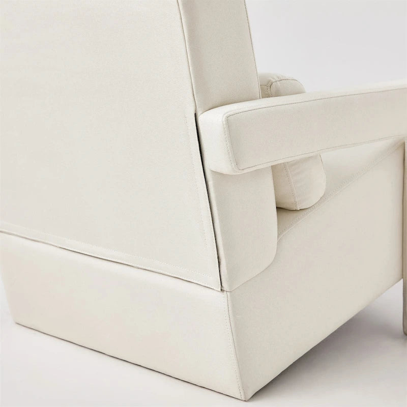 Modern Accent Chair with Pillow, Linen Fabric and High-Density Foam Seat