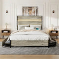 Queen Platform Bed with LED Headboard, USB Ports and 4 Storage Drawers
