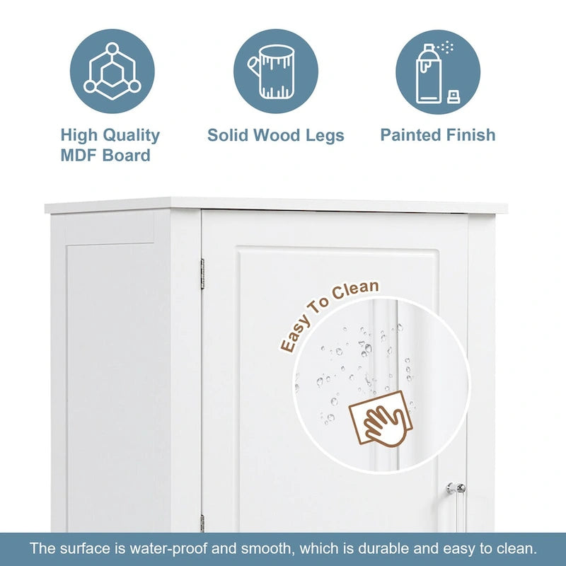 Tall Freestanding Bathroom Storage Cabinet with Drawers and Adjustable Shelves