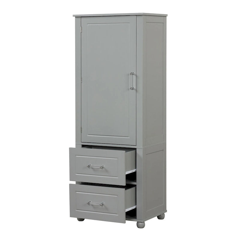 Tall Freestanding Bathroom Storage Cabinet with Drawers and Adjustable Shelves