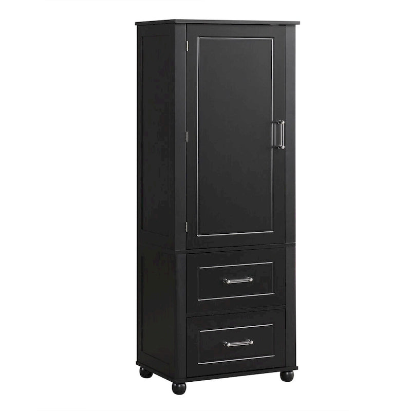Tall Freestanding Bathroom Storage Cabinet with Drawers and Adjustable Shelves