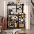 Kitchen Storage Shelf with Power Outlet, LED Lights and Pull-Out Basket